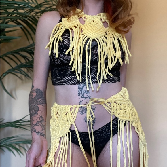 Handmade Macrame Skirt Poncho Set - Picture 5 of 11